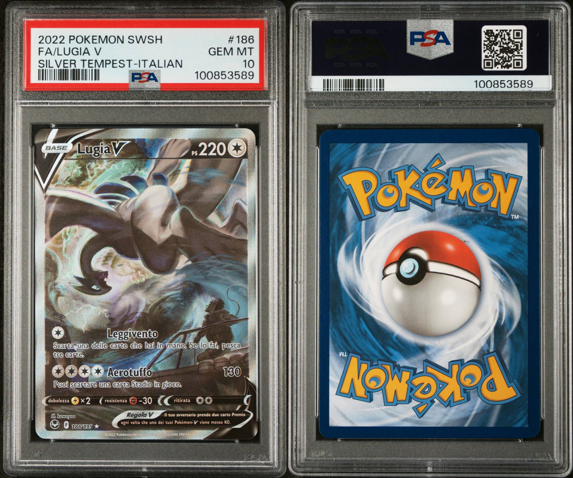LUGIA V TEMPESTA ARGENTATA #186 PSA 10 (ITA)