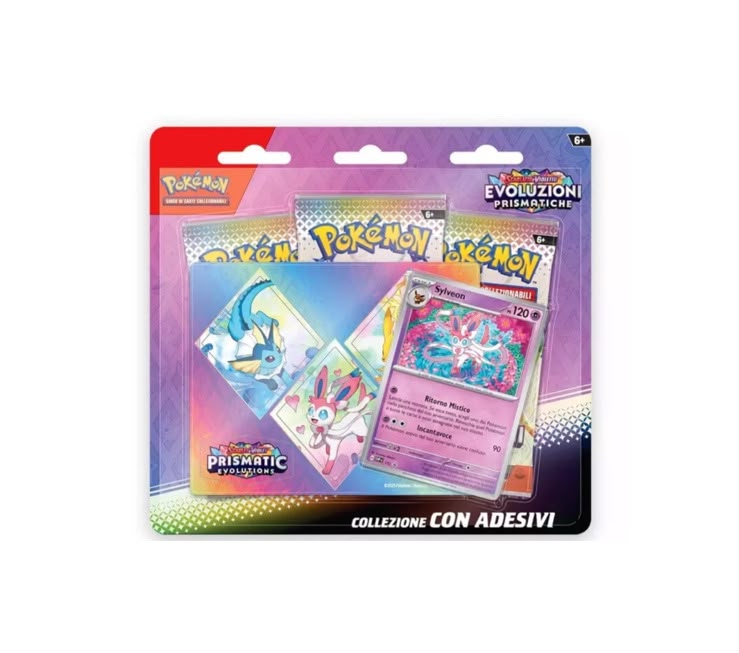 Collezione Evoluzioni Prismatiche con Adesivo Vaporeon, Sylveon e Jolteon (ITA)